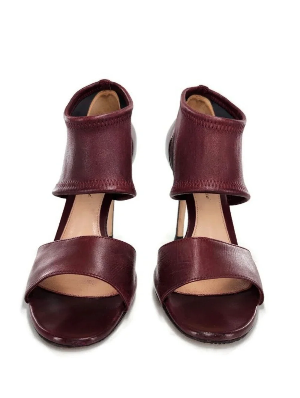 Gianvito Rossi Milano Burgundy Leather Ankle Cuff Open-Toe High Heel Sandals